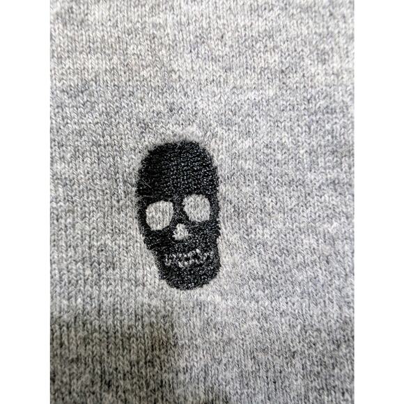 Chaser Gray Skull Knit Sweater Cotton Cashmere Size Small - Picture 3 of 6